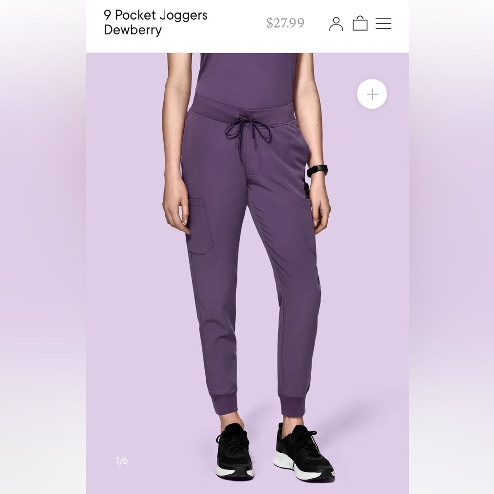 Mandala jogger scrub pants in dewberry